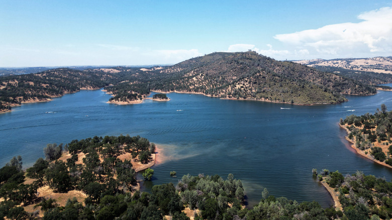 Aerial view of Folsom Lake State Park in California.