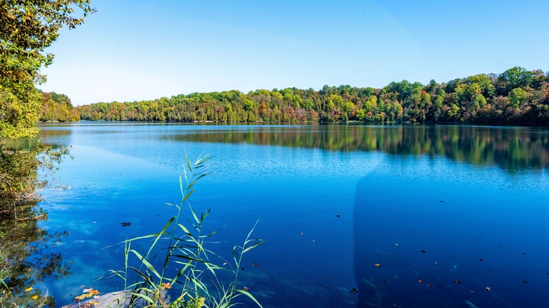 Turquoise lake from the shore