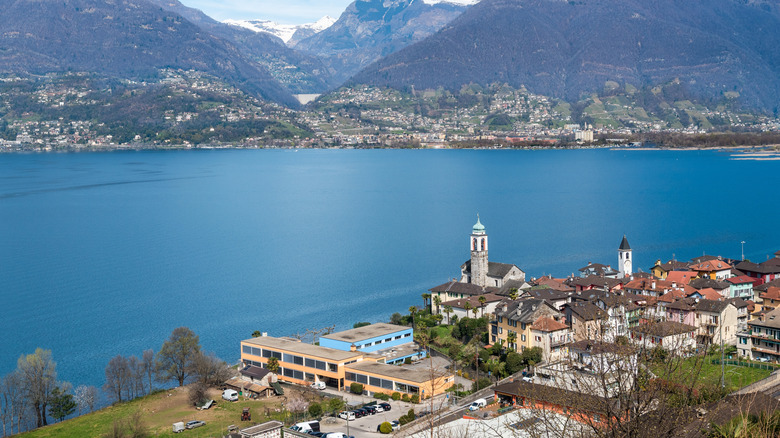 The town of Gambarogno overlooking Lake Maggiore