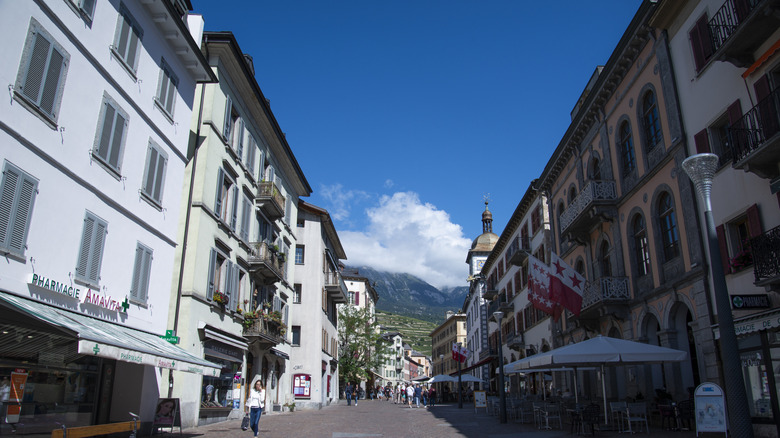 A town view of Rue de Grand in Sion