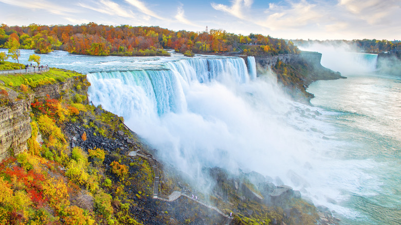 During the fall months, the water rumbles on at Niagara Falls