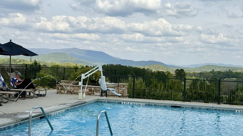 Pool with a view at Talona Ridge RV Resort in Georgia
