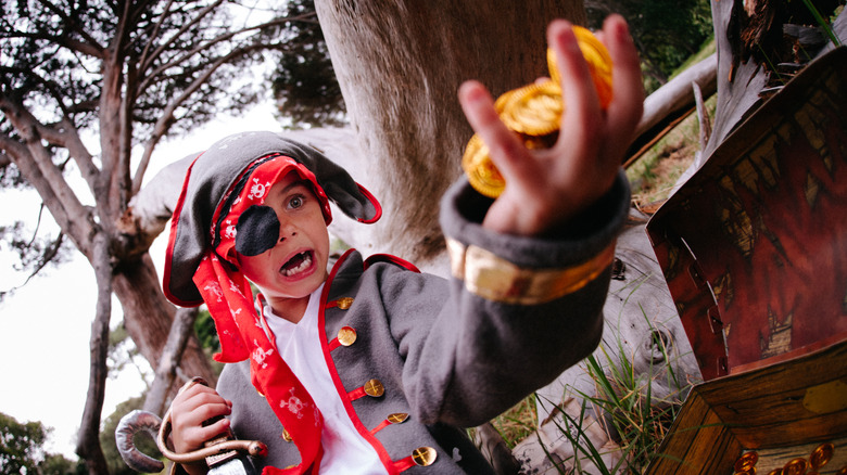 A child dressed up as a pirate captain at the Children's Gasparilla Festival in Tampa.