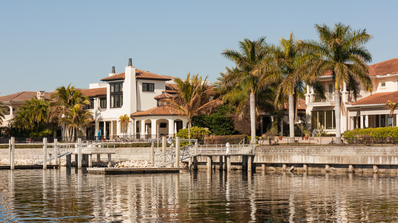 Homes along the Hillsborough River in Tampa, Florida