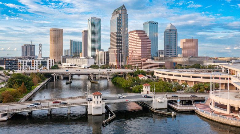 Aerial view of downtown Tampa skyline
