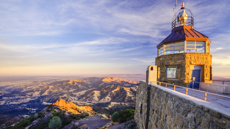 The visitor center at the summit of Mount Diablo is made of fossilized sandstone, quarried in the park, and enjoys wide-stretching views
