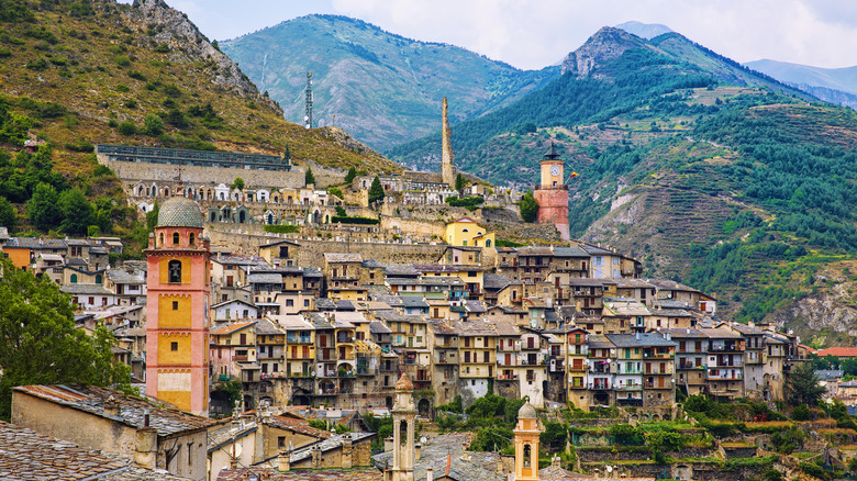 The village of Tende sits on a ridge among the French Alps