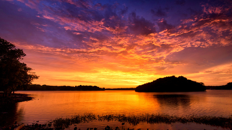 Sunset over Old Hickory Lake in Hendersonville, Tennessee