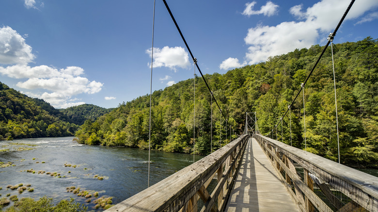 Suspension bridge in the Tennessee mountains