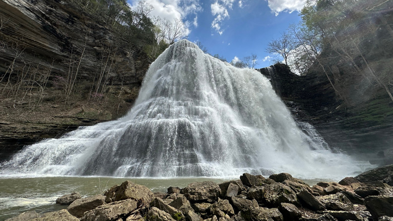 A waterfall at Burgess Falls State Park
