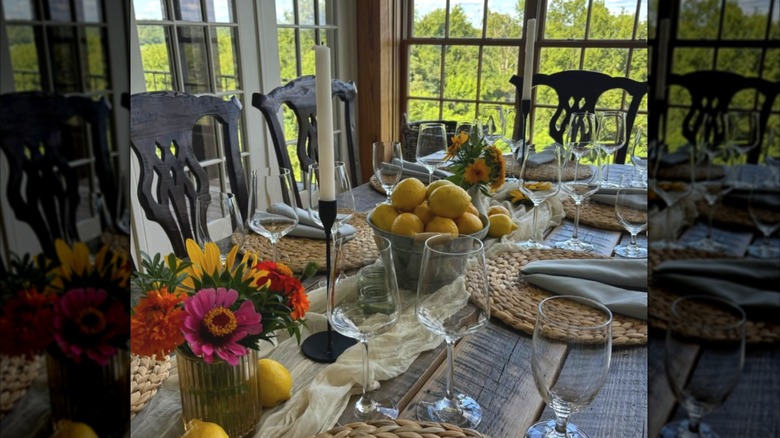 Wine tasting set up on a table at Windy Hill Farm