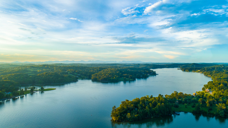 A view of The Great Smoky Mountains at Tennessee's Fort Loudon Lake.