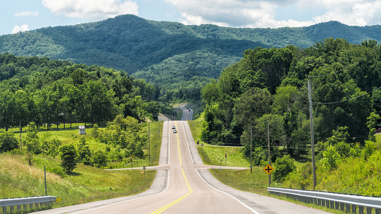 Highway road stretching through the Tennessee mountains