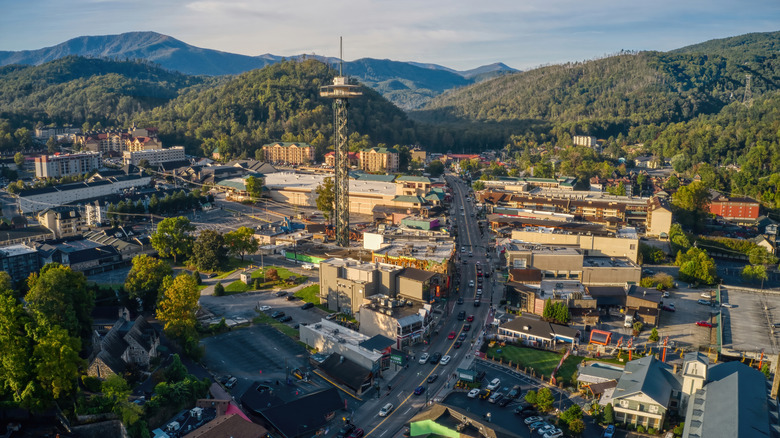 Aerial view of Gatlinburg, Tennessee