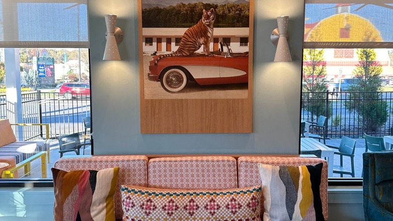 Quirky sofa and painting at The Wayback in Pigeon Forge