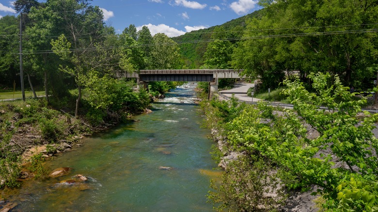 Big Soddy Gulf Creek running under bridge