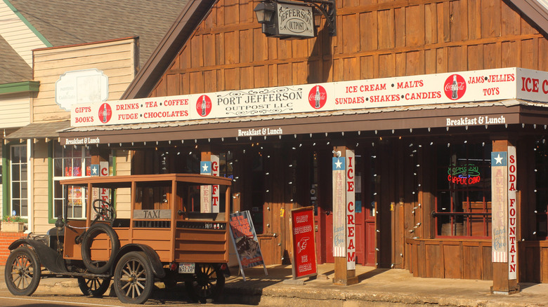 Historic buildings and shops in downtown Jefferson, Texas