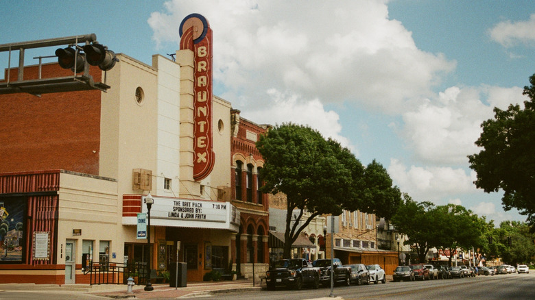 View of buildings along downtown New Braunfels, Texas