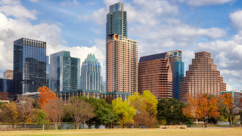 Aerial view of the Austin skyline