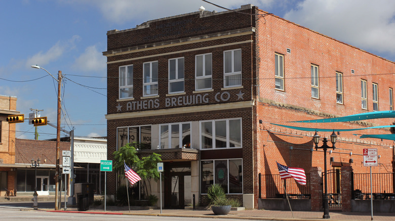 Downtown Athens brewery building in Texas