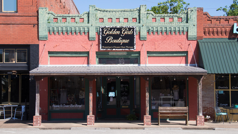 Historic architecture housing a boutique in Smithville, Texas