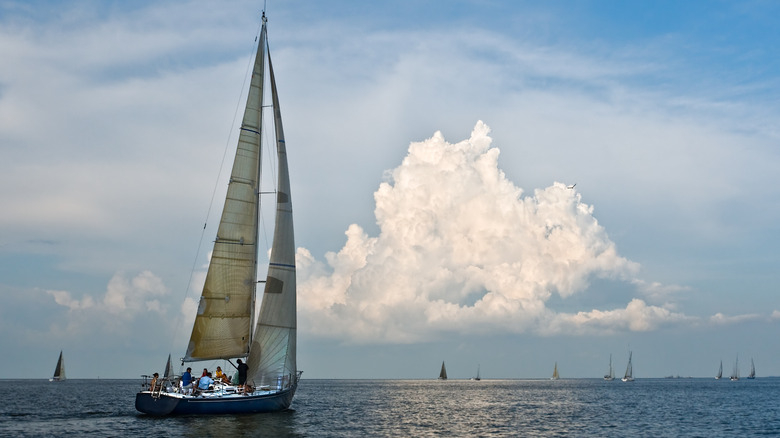 Sailboats on Galveston bay in Texas