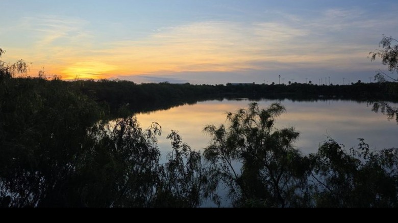 Sunrise photo of the pond in the Edinburg Scenic Wetlands