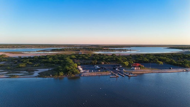 Aerial view of the waters around Laguna Atascosa National Wildlife Refuge