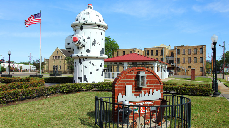 Daytime view of the the world's largest working fire hydrant at the Fire Museum of Texas in Beaumont.