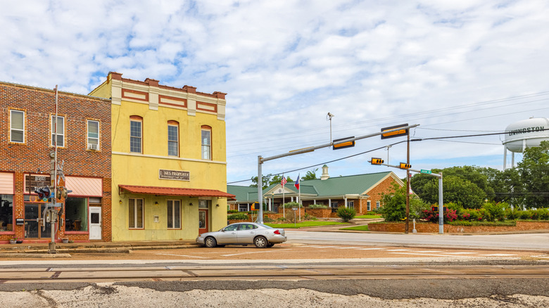 Old storefronts in Livingston, Texas