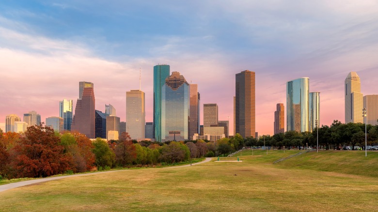 Houston citiscape at dusk