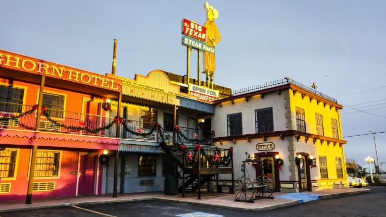 Big Texan Steak Ranch lit at dusk