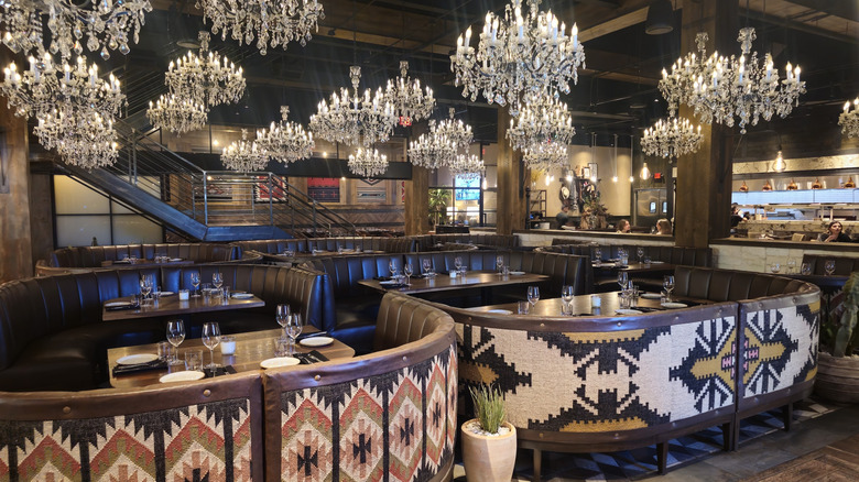 Texan decor and chandeliers in Haywire at The Shops at La Cantera, San Antonio