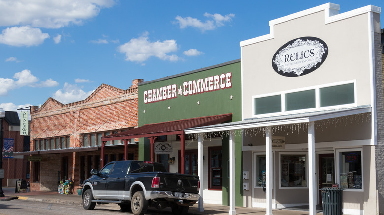 Three shop fronts in Bastrop, Texas