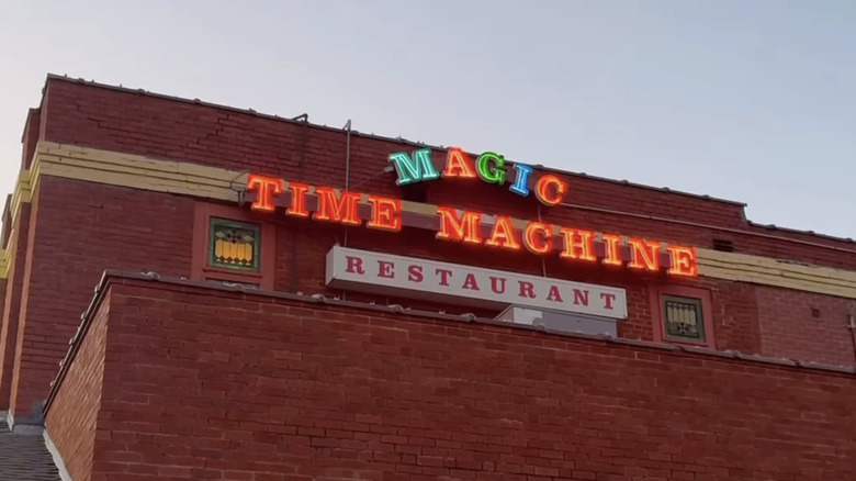 The exterior of Magic Time Machine restaurant in Dallas, Texas