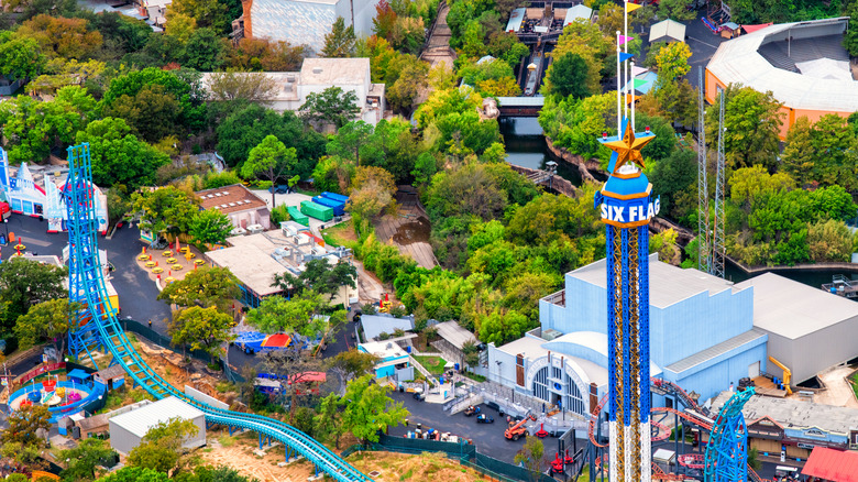 An areal view of Six Flags Over Texas