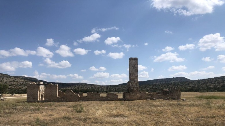 The ruins of the Company K barracks at Fort Lancaster & Battlefield State Historic Site