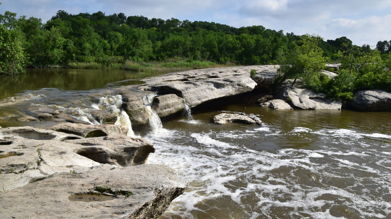 The waterfall at McKinney Roughs Nature Park in Texas