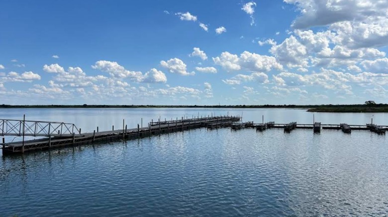 A boat dock on the waters of Lake Arrowhead