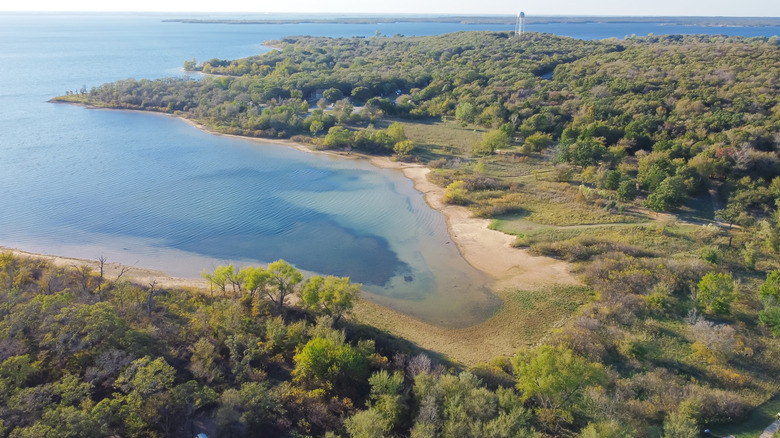 Aerial view of Ray Roberts Lake State Park in Texas