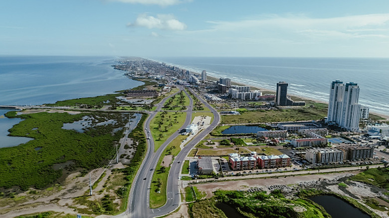 Aerial view of South Padre Island