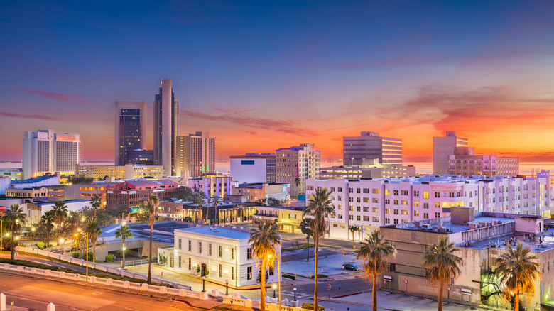 skyline of Corpus Christi, Texas near dusk