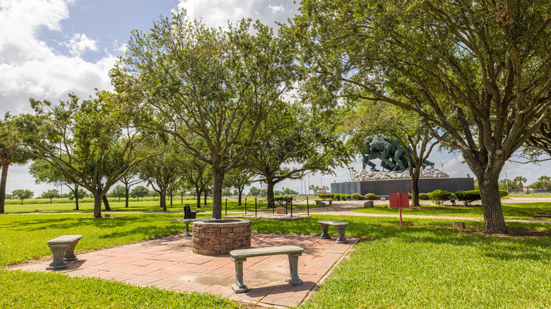A traditional flag disposal pit in Harlingen, Texas