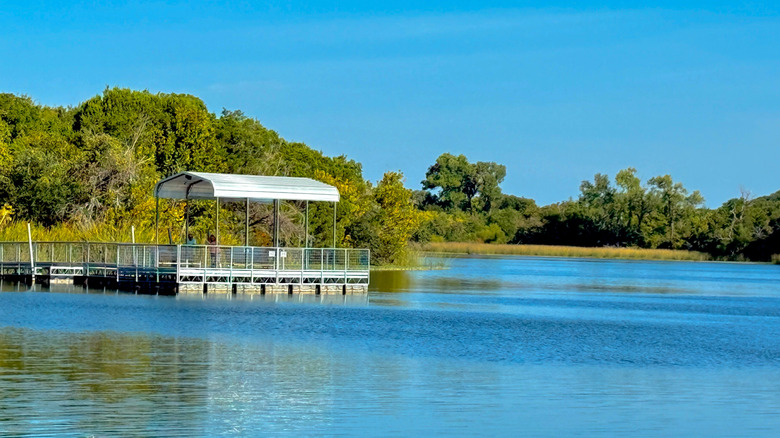 A dock on Cedar Lake in Cleburne State Park, Texas