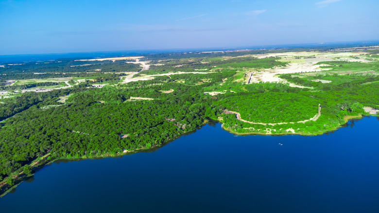 Aerial photo of Cleburne State Park, a Texas state park in Johnson County