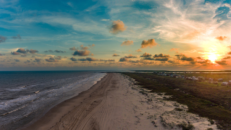 Sunset over Matagorda Beach in Texas