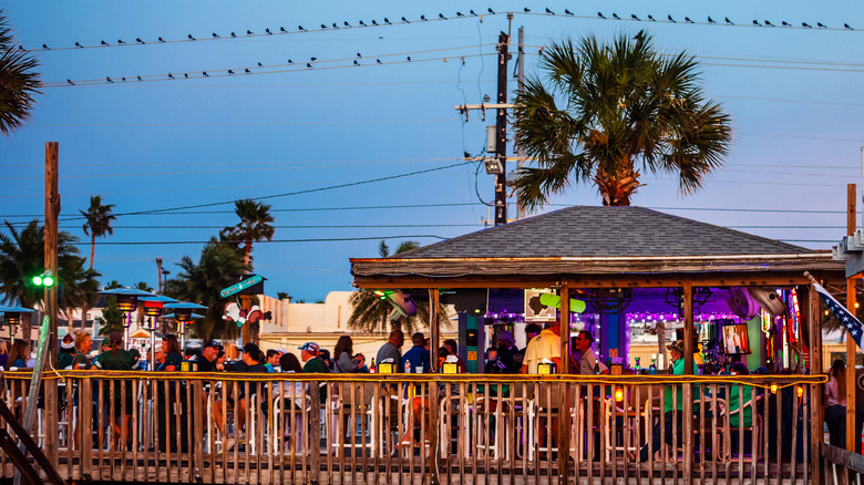 Customers inside a beach bar on South Padre Island