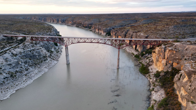 Pecos river bridge and surrounding canyons