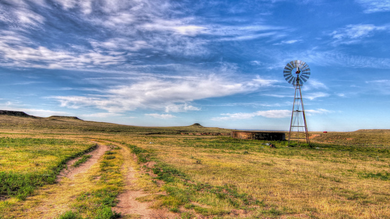 scenic shot of land and water pump in the Panhandle of Texas