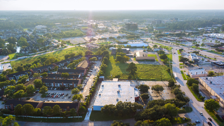 Areal view of suburban Houston, Texas